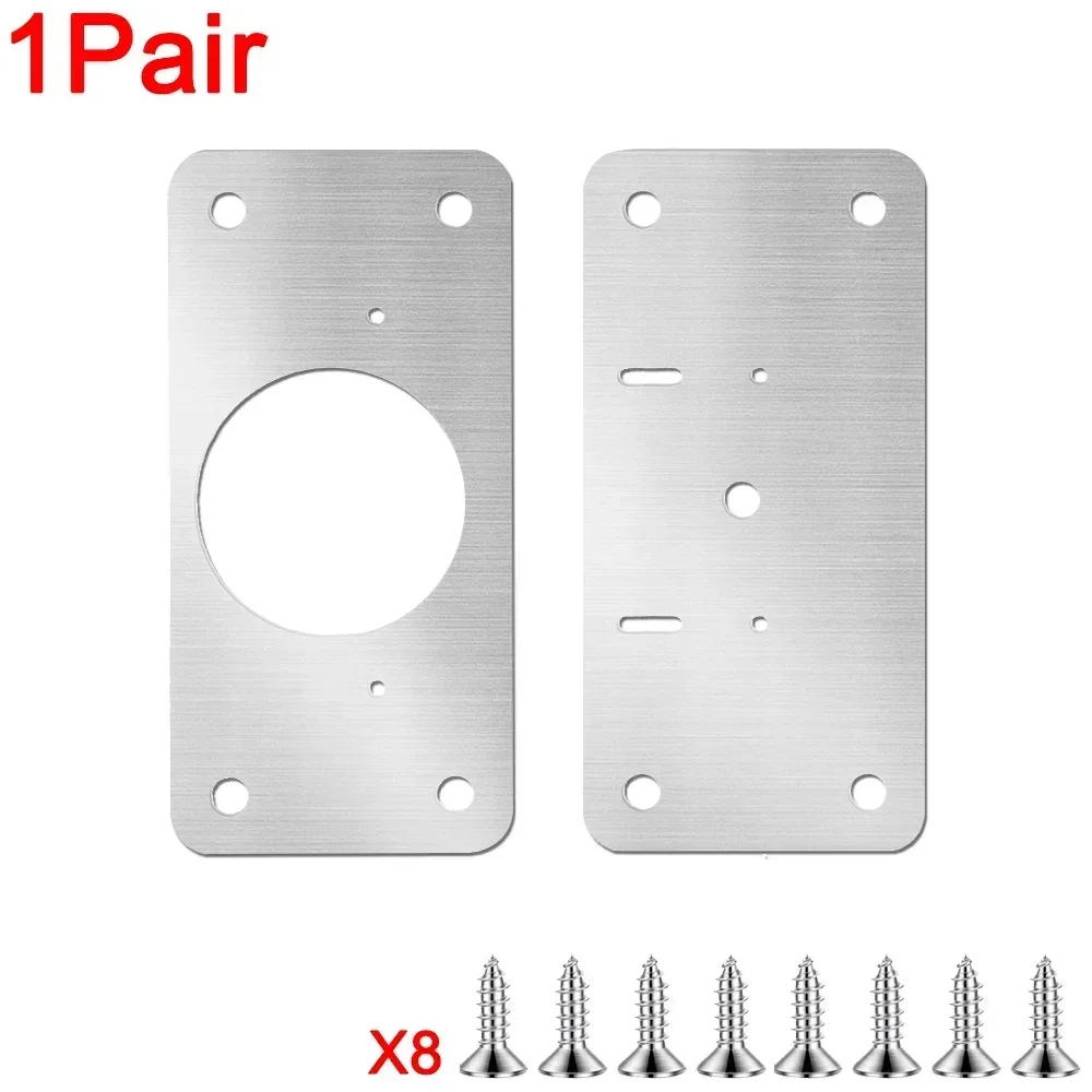 20/2Pcs Cabinet Hinge Repair Plate Kits Stainless Steel Kitchen Cupboard Door Hinge Mounting Plate With Holes Fixing Brackets: Gold & Silver