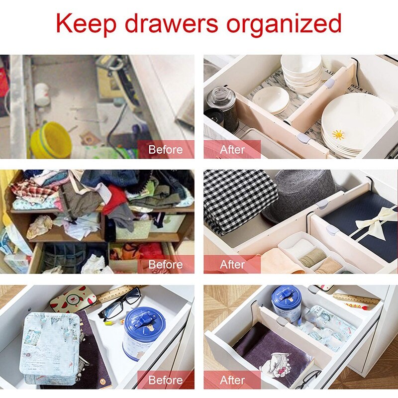 Drawer Dividers, 2 Pack Adjustable Drawer Divider From 11-17 inch, Anti-Scratch Foam Edges Drawer Dividers Organizers for Bedroo