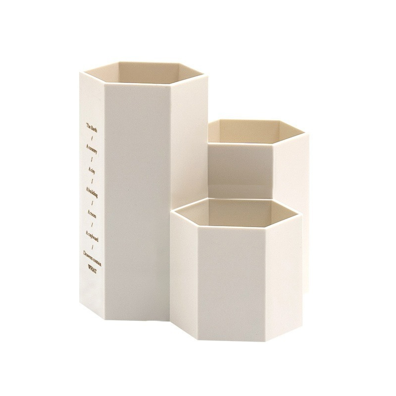 1 porte-stylo hexagonal régulier, boîte de rangement en plastique ins de grande valeur, support de rangement pour stylos marqueurs de grande capacité.