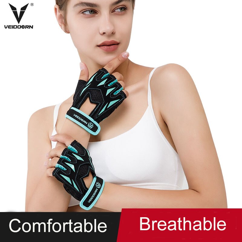 Veidoorn Professionele Gym Handschoenen Oefening Handschoenen Vrouwen Handen Beschermen Ademende Sport Handschoenen Sport Fitness Gewicht-Lifting