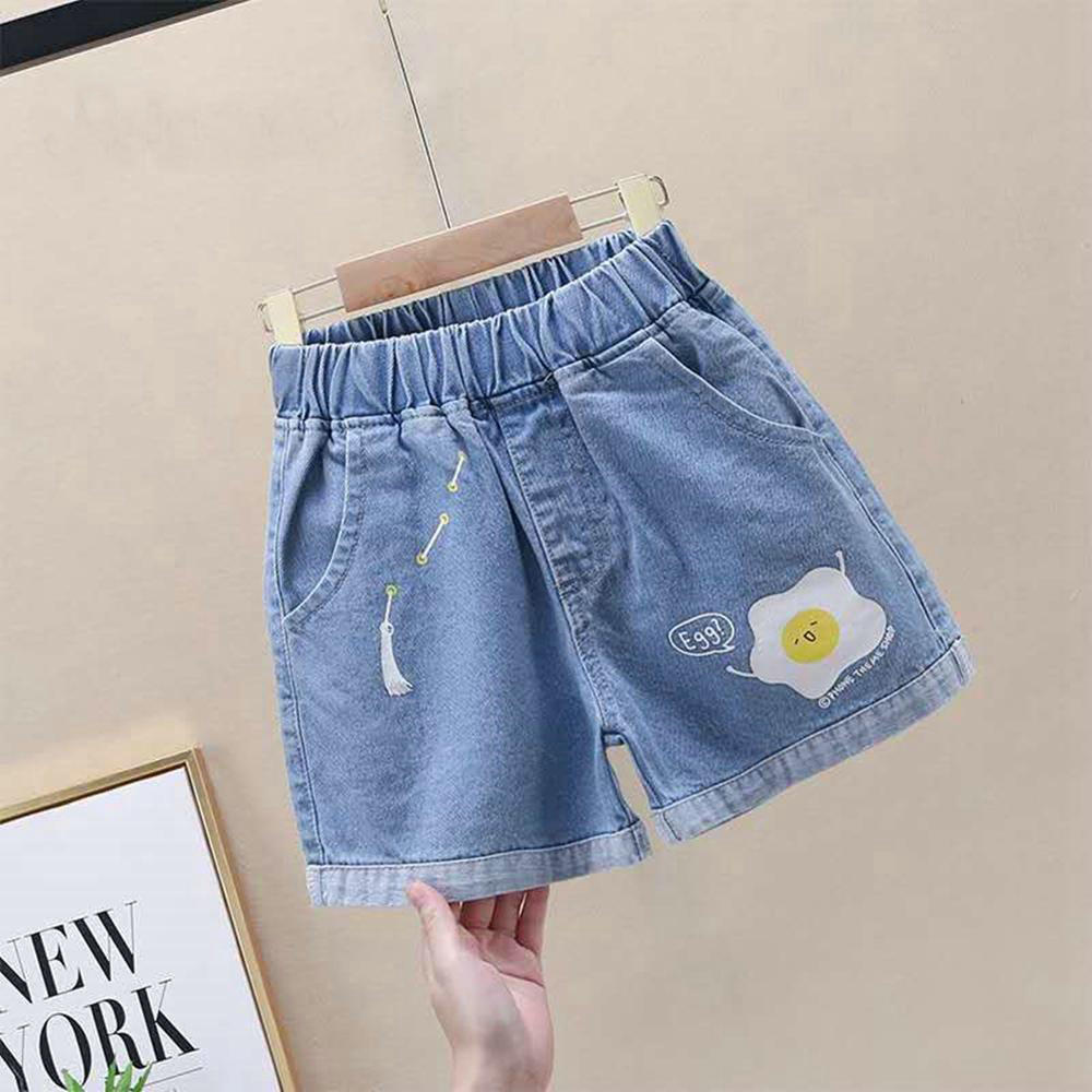 Meisjes Denim Shorts Zomer Kids Ei Patroon Korte Broek Kinderkleding Grote Meisjes Losse Shorts Tiener Meisje Kleding 10 12 14 16