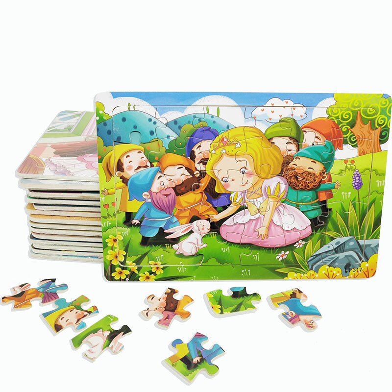 3D Wood Puzzles for Kids 30Pieces Blocks Children Jigsaw Toy Games Cognitive Education Baby Toys Cartoon Animals Puzzle