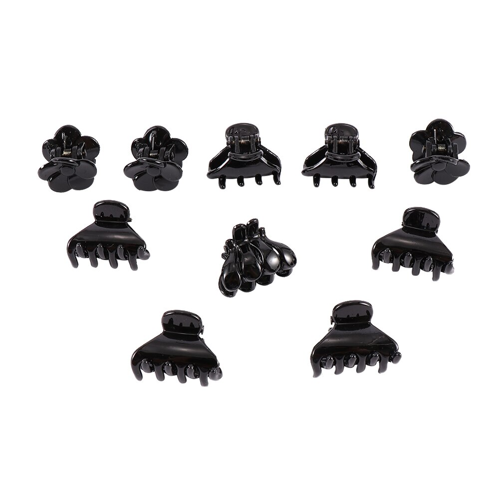 Pinzas pequeñas de plástico para el pelo para mujer, herramientas de estilismo para el cabello, salón de belleza, a la , color negro, 10 unids/set por juego