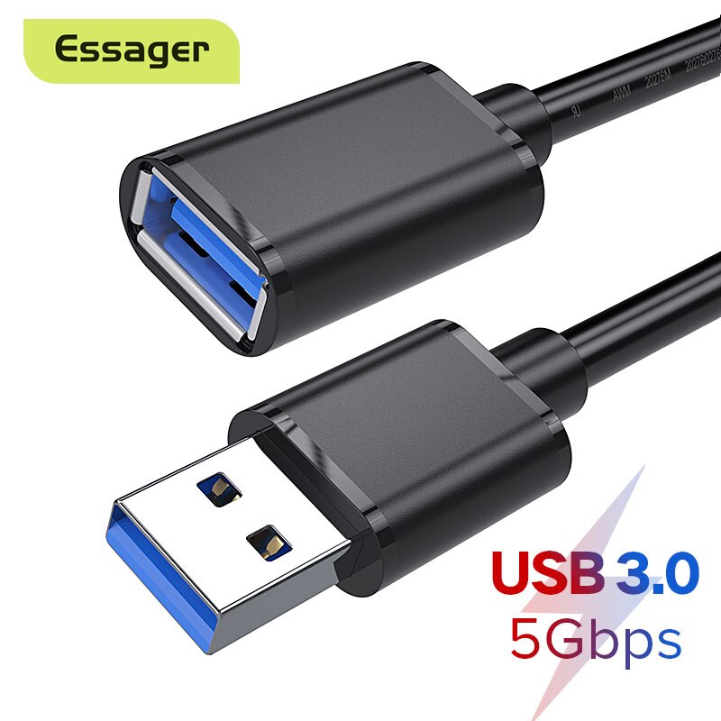 Essager USB Extension Cable USB 3.0 Male to Female Extender Cord for Smart TV Laptop PC Xbox USB 3.0 2.0 Cable Extension