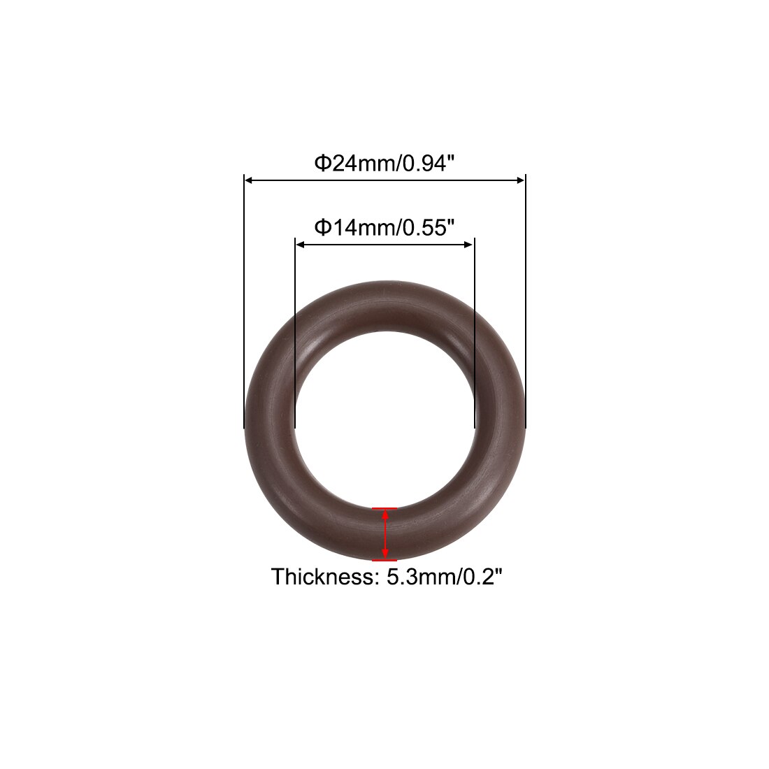 Uxcell 5 pièces joint en Fluororubber sanitaire Tri pince rondelle 24mm x 14mm joint torique