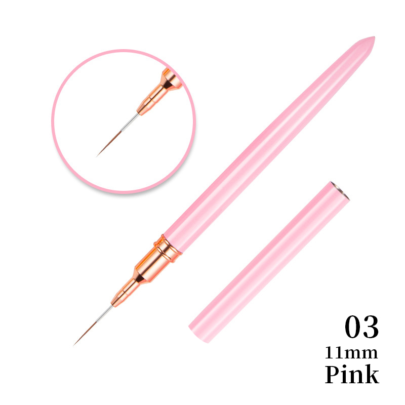 Pincel delineador para decoración de uñas, 6/9/12/15/18mm, mango de Metal, pintura acrílica, raya francesa, bolígrafo de dibujo, esmalte de Gel UV, herramienta de manicura: Naranja