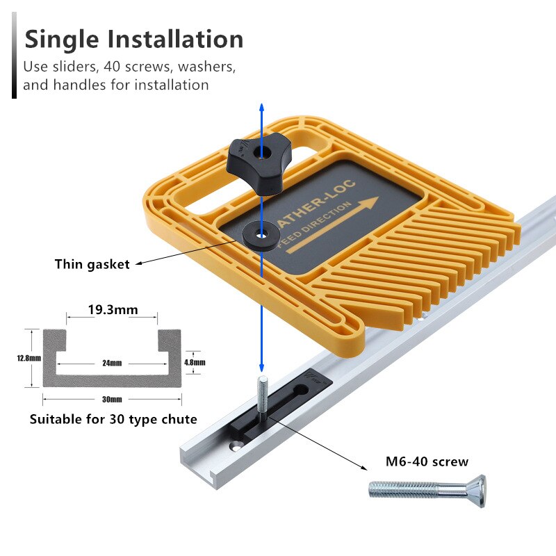 Extended Feather Loc Board Set Multi-purpose Woodworking Engraving Machine Double Featherboard Miter Gauge Slot DIY Tool