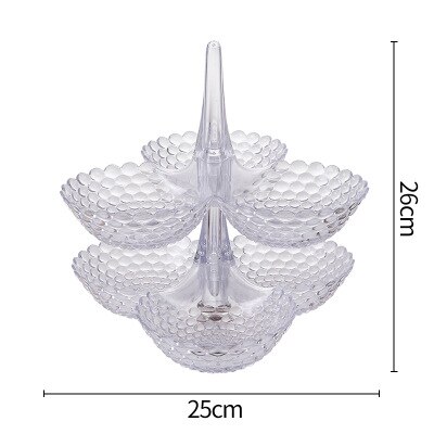 European Fruit Plate Multilayer Stacking Plastic Storage Fruit Tray Household Candy Plate Dried Fruit Box: 2 layer  transparent