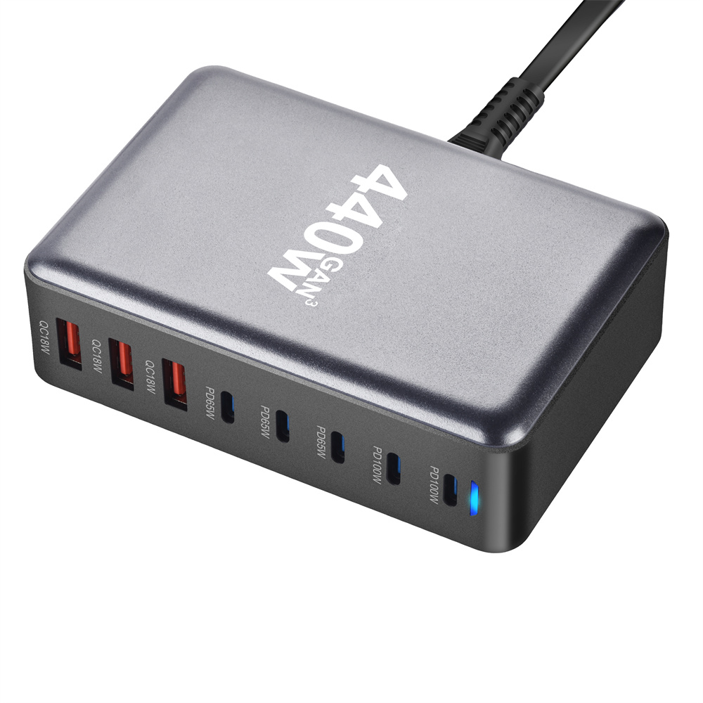 440W Gan Fast Charge 3.0 USB Type C snellader Mobiele 8-poorts 5C3A PD-oplader Handig om mee te nemen tabletoplader