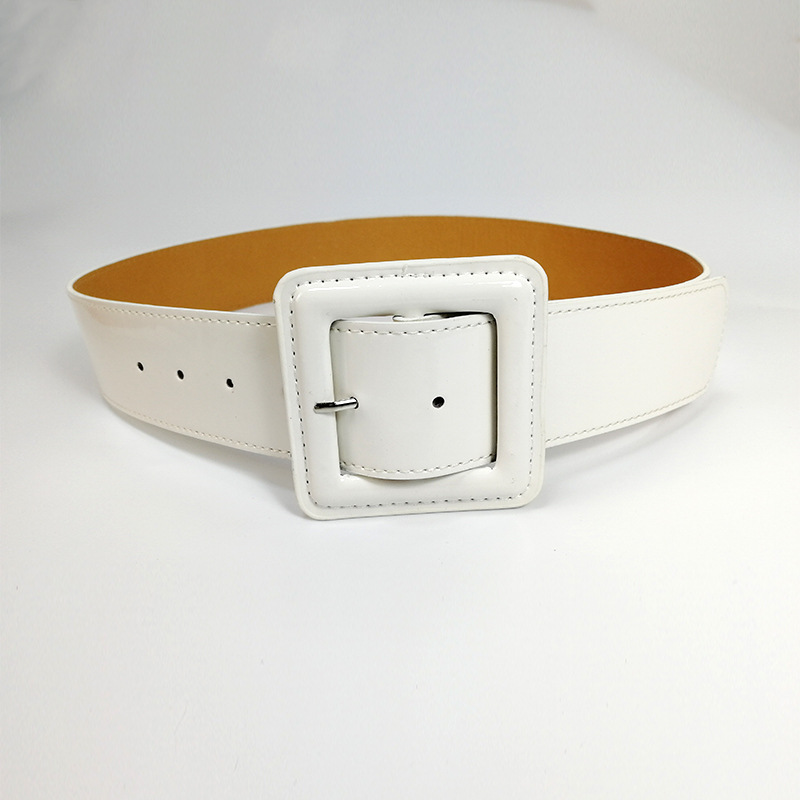 plus size belt wide big shiny patent leather belts for women red waist black ceinture femme taille riem: WHITE