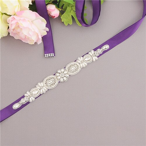 ZMS43 Rhinestone Belt Wedding Belt Evening Dress Belt Bridal Belt Bridesmaid Sash Sparkly Belt Belt for Evening Party Prom Gown: purple