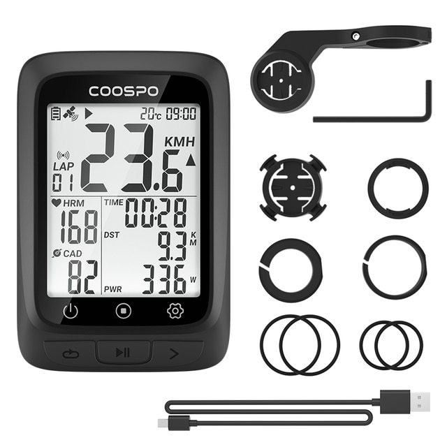 Coospo BC107 2.4Inch Gps Fietscomputer Ant + Sensor Compatibiliteit Draadloze Auto Backlight IP67 Fiets Snelheidsmeter Sync Om Strava: BC107  Black