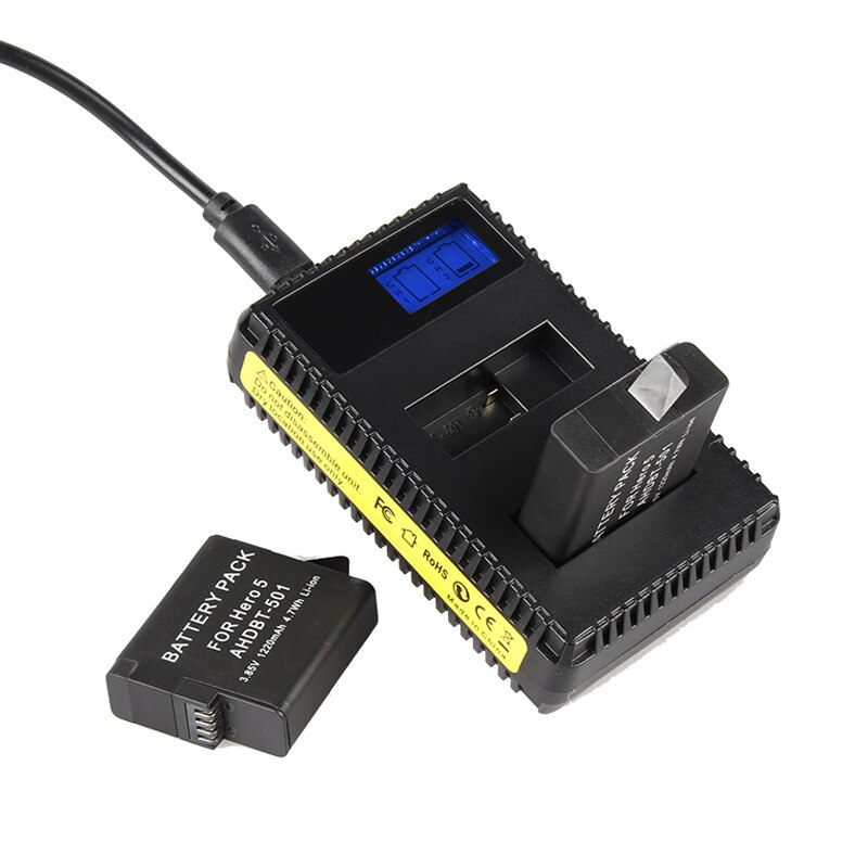 Batterij 1250 mah voor gopro hero 7 6 5 go pro hero 5 hero 6 hero 7 black ahdbt 501 ahdbt -501 camerabatterijen oplader