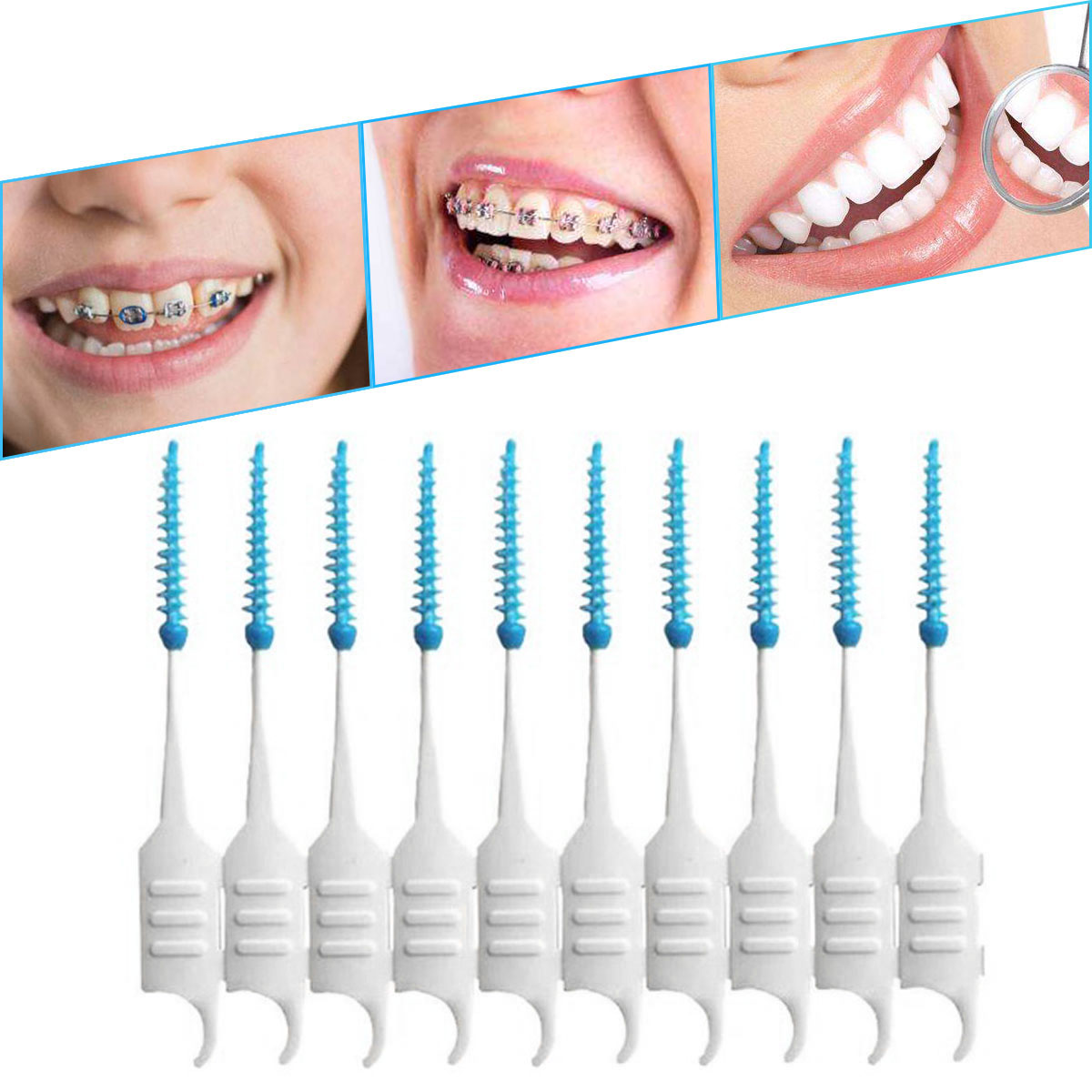 40pcs Teeth Toothpicks Dental Floss Picks Interdental Brush Stick Tooth Clean