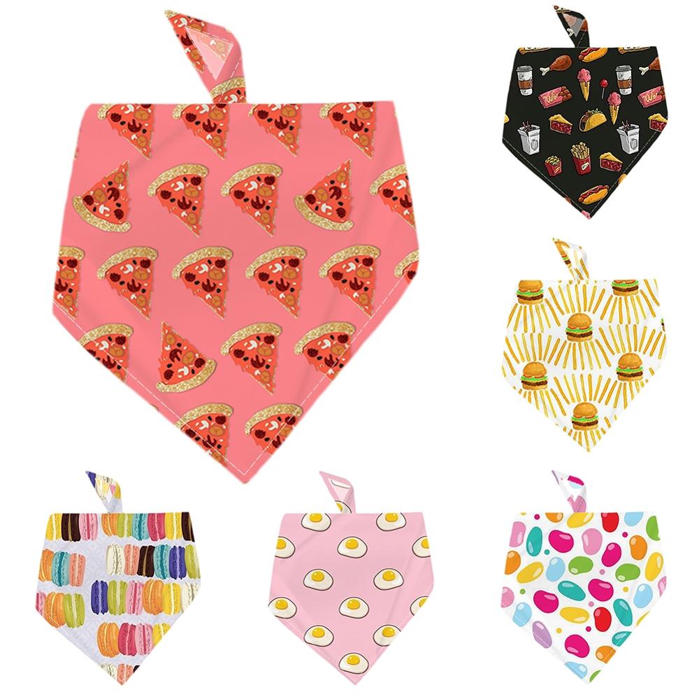 Voedsel Gedrukt Pet Bandana Verstelbare Pet Kat Hond Sjaal Speeksel Handdoek Warm Neck Kraag Halsdoek Tie Bib Bandana Dierbenodigdheden