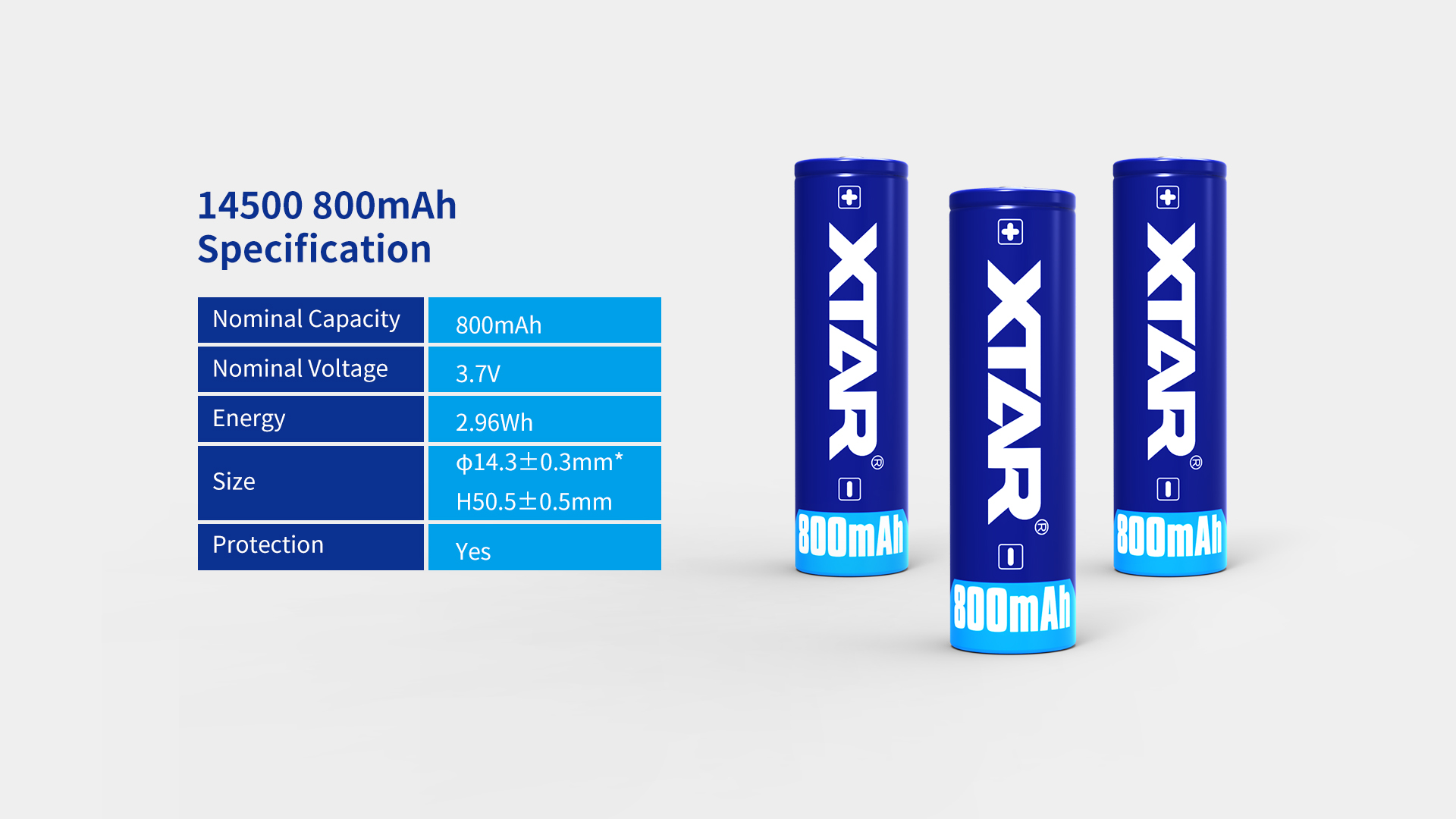 XTAR 14500 800mAh Battery Rechargeable 14500 800mAh 3.7V Battery Flashlight Battery