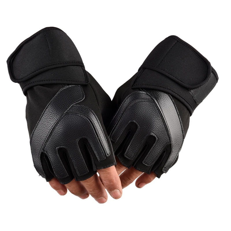 Los hombres de gimnasio guantes de dedo medio Bodybuilding Crossfit Fitness deportes mancuernas de levantamiento de peso Barbell deporte levantamiento de pesas guantes