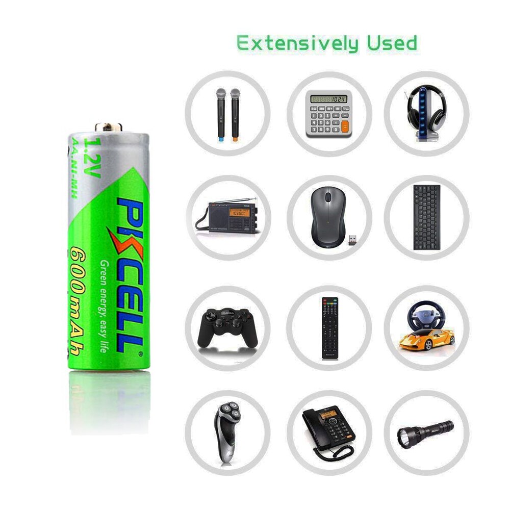 20PCS PKCELL Battery AA 600mah 1.2v NIMH AA rechargeable batteries precharge low self discharge 2A aa batteria recharge for toys