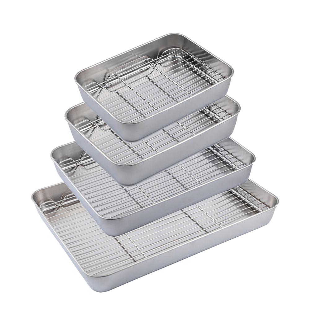 Baking Tray with Removable Cooling Rack Set Stainless Steel Baking Pan Sheet Non Toxic , Used For Oven, BBQ Tray Dishwasher Safe