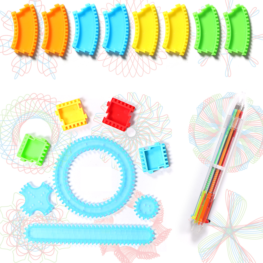 Tegning legetøj spirograph enfant 22 stk. sammenkoblede gear og hjul tegning tilbehør pædagogisk børnelegetøj