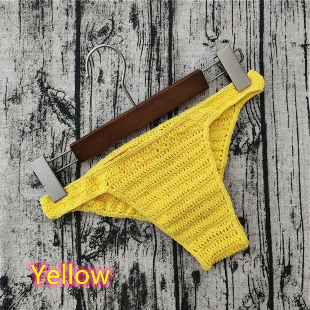 hombres mujeres ropa interior transpirable mano Crochet tiro bajo natación tomar el sol masculino Boxers bragas calzoncillos: YELLOW