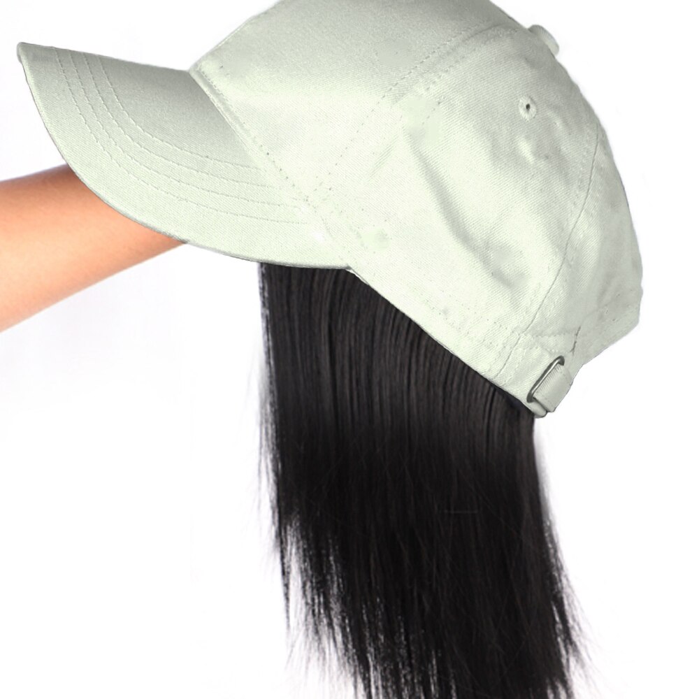 Baseball Hat with Hair Attached for Women Extension Synthetic Short Bob Hairstyles Hat Easy to Use Adjustable Black Baseball Hat: White-Natural black