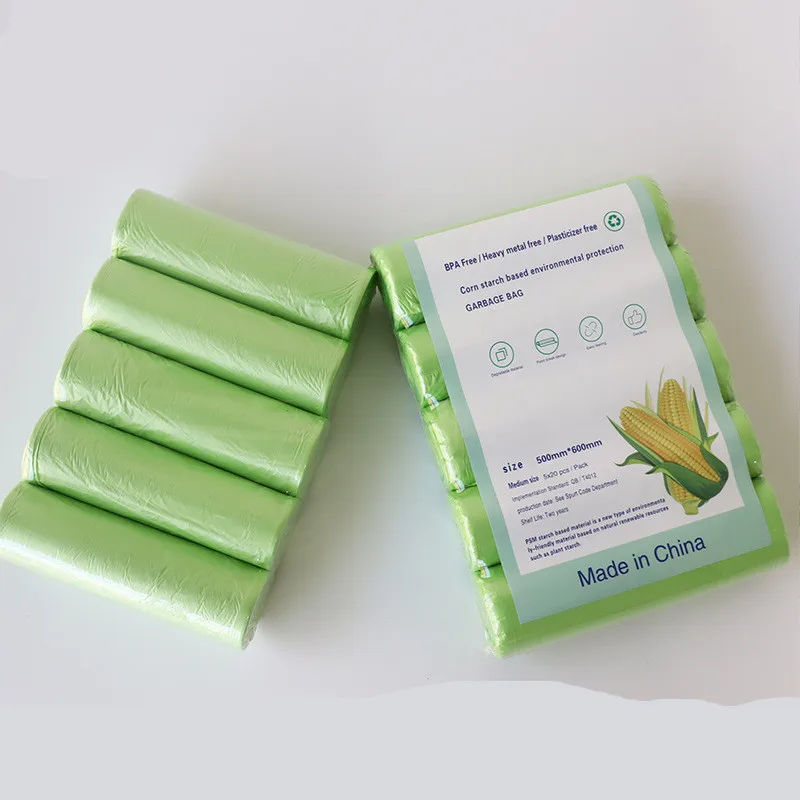 100 Uds bolsas de basura biodegradables clasificadas limpieza desechable cocina almidón bolsas de basura degradables ambientales