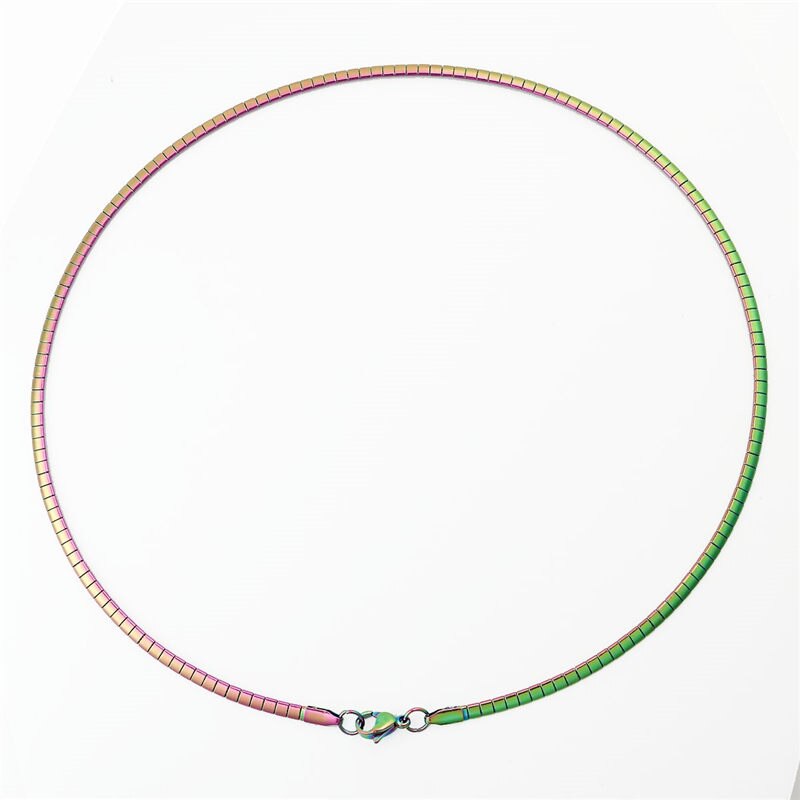 304 Stainless Steel Collar Neck Necklace Multicolor Round Plating Neckalces Jewelry Women Men 45cm(17 6/8") Long, 1 Piece