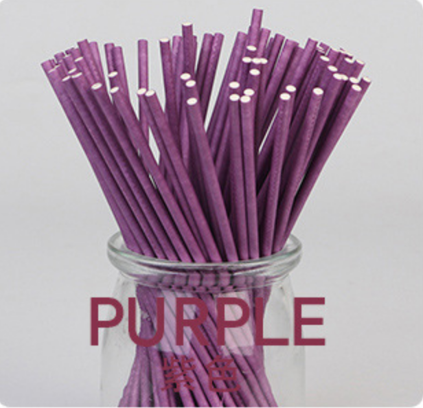100 stks Kleurrijke Lollipop Stok 15 CM Papen Cake Pop Sticks Voor Lollypop Snoep Chocolade Suiker Knuppel Pole Handvat staaf E020: Paars