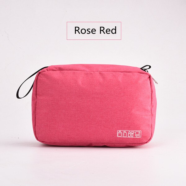 Multifunction Men Women Hanging Cosmetic Bag Folding Travel Organizer Toiletry Wash Make up Storage Pouch Beautician Makeup Bag: Rose Red