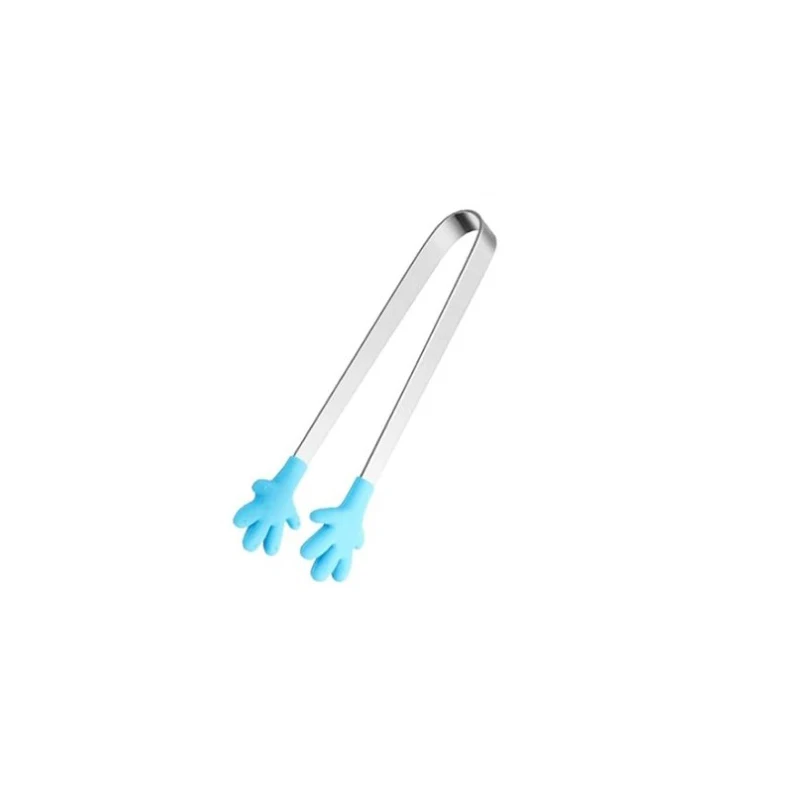5PCS Mini Tong, Hand Shape Silicone Food Tongs, 5Inch Kid Tongs for Sugar Cubes Kitchen Tongs Perfect for Kids: SKY BLUE