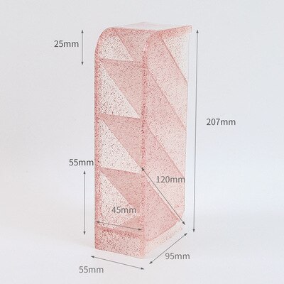 Large Capacity Desk Pen Holder Plastic Desk Organizer Pencil Makeup Storage Box Desktop Office Pen Pencil Holder Stand Case: touming pink