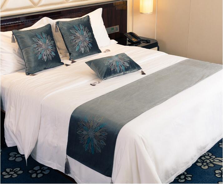 Bloemen Spreien 45cm Breedte Bed Runner Luxe Bed Vlag Decoratieve Bed Cover 100% Polyester Voor Thuis Hotel Gebruik: 7 hui se / Queen