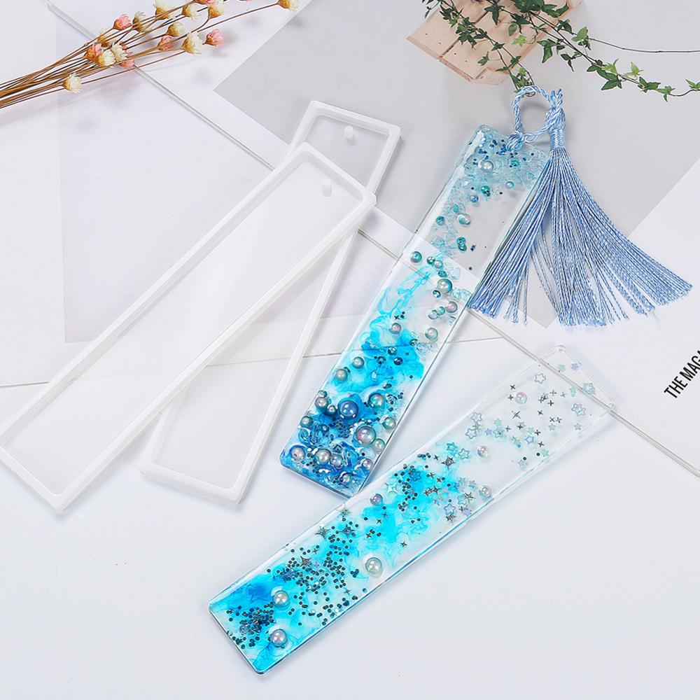 ¡Superventas! marcapáginas rectangulares de silicona, molde de marcapáginas DIY, molde de marcapáginas DIY, joyería de resina epoxi, molde transparente de silicona para manualidades DIY
