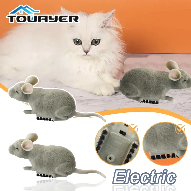 Souris électrique en peluche pour chat, Robot d'évasion automatique, Vibration rampant, fonctionne à piles, jeu d'interaction pour animaux de compagnie