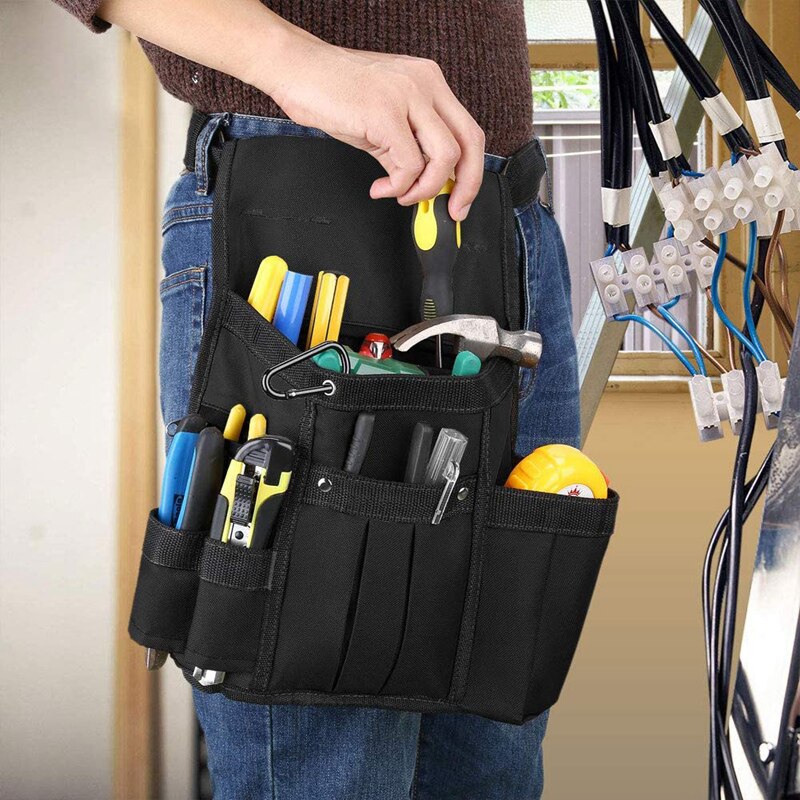 Waist Bag Oxford Cloth Tool Pocket Small Belt Pouch Tool Holder with Adjustable Nylon Belt for Electricians Garden