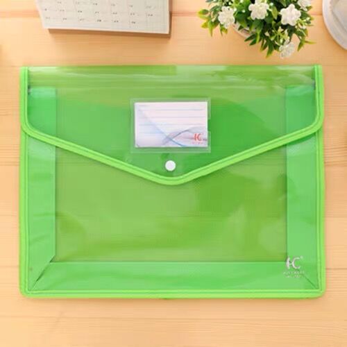Transparent Big Capacity A4 File Folder Business Briefcase Document Paper Storage Bag Desktop Organizer Stationery: green