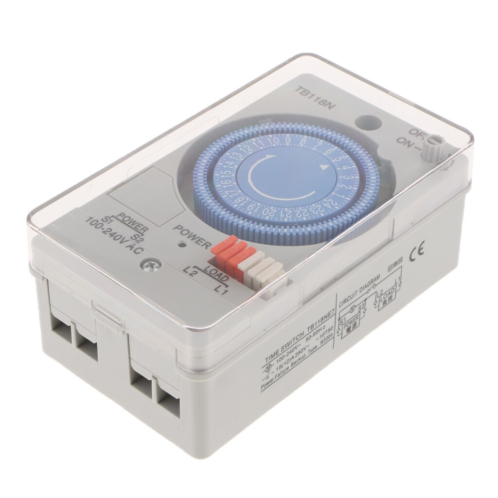 Daily 24-Hour Timer Switch Chronometry Timer Mechanical Analogue Timer with Cover AC 100V-240V