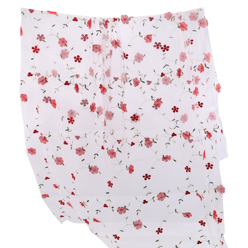 Chiffon Flower Embroidery Fabric 3D Flower Embroidery Tulle Lace Fabric DIY Skirt Clothing Sewing Fabric: red