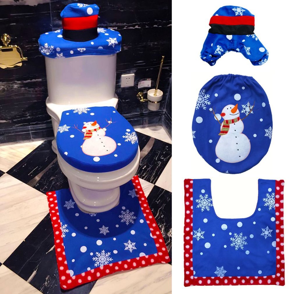 Kerst Serie Toilet Seat Cover Standaard Bloemen Badkamer Toilet Seat Dikker Warme Zachte Toilet Kussen Deksel Pad