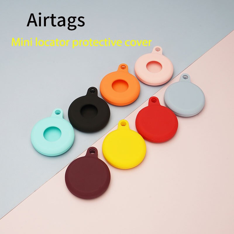 Siliconen Lederen Case Voor Airtags Lederen Beschermhoes Met Sleutelhanger Anti-Kras Draagbare Accessoires Protector Cover Airtag