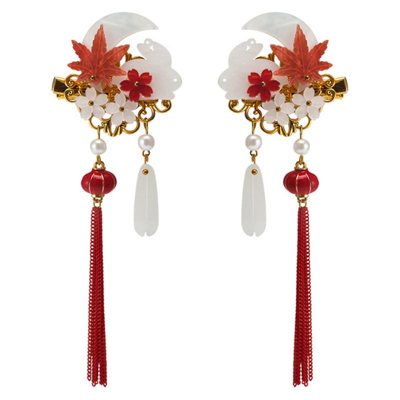 Jahrgang Haarspange Metall Haar Zubehör für Frauen Ahorn Blatt mit Quaste Hanfu Chinesische Haarnadel Kopf Schmuck