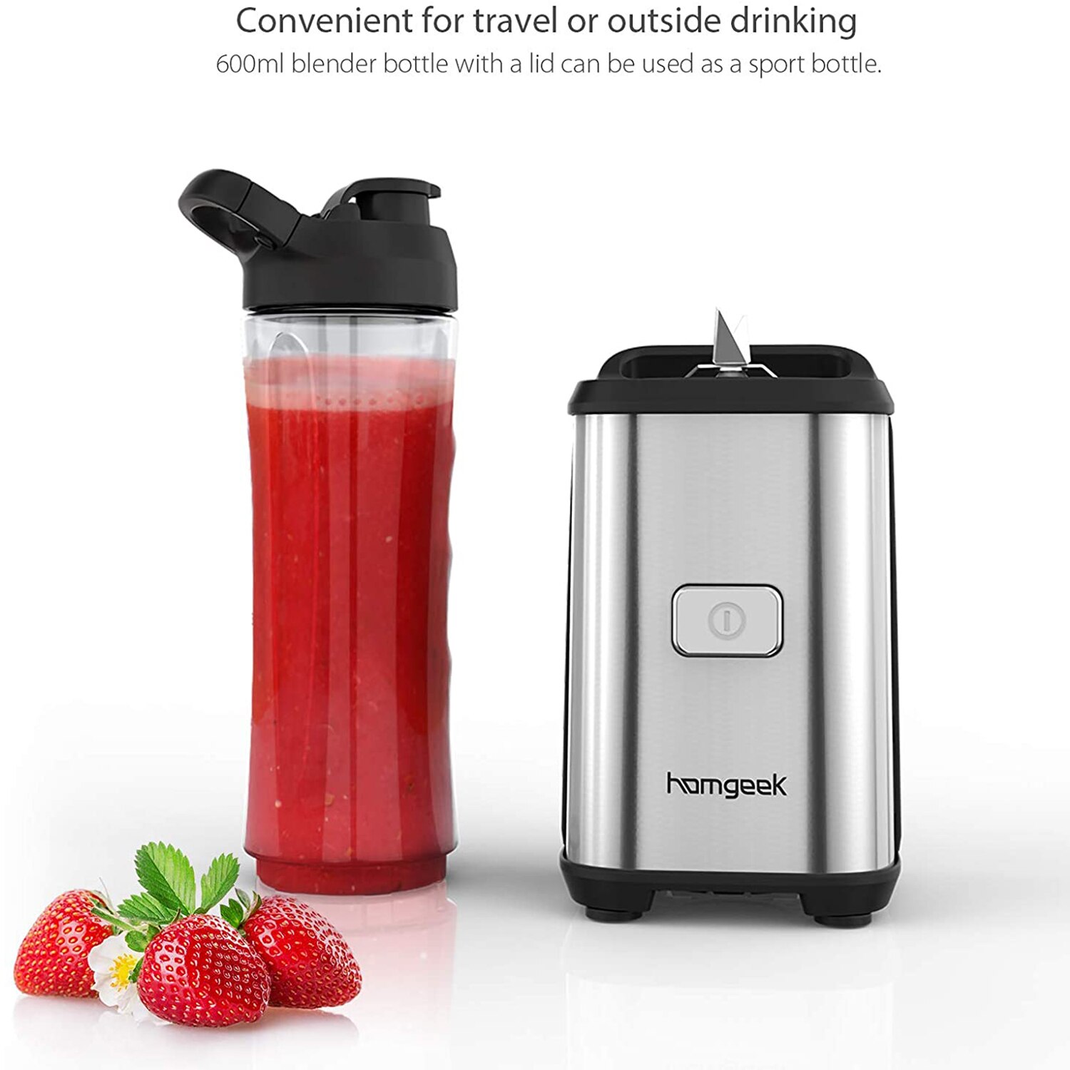 Homgeek mini frullatore per frullato personale per estrattore di succo di frutta e verdura con 2 tazze sportivo da viaggio senza BPA