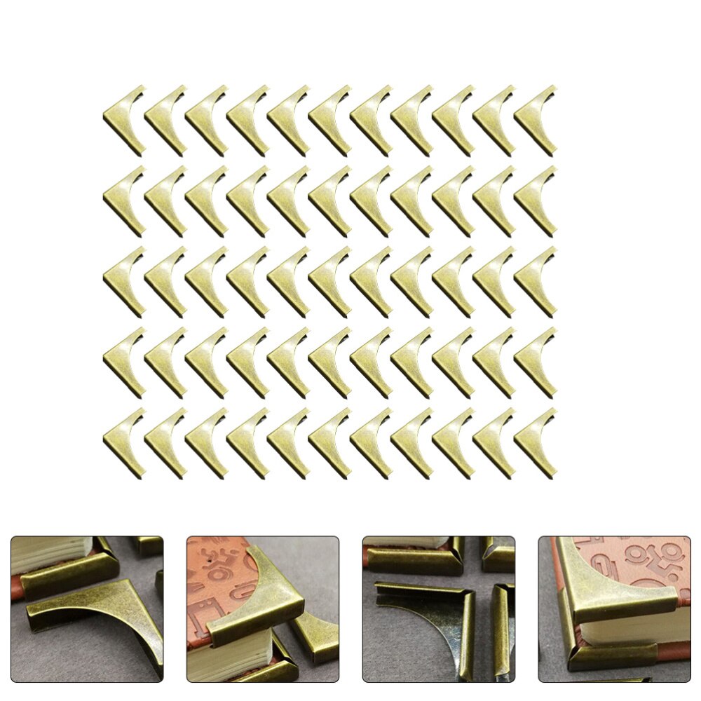 50pcs Retro Scrapbook Corners Antique Book Corner Protector Corner Cover(Bronze)