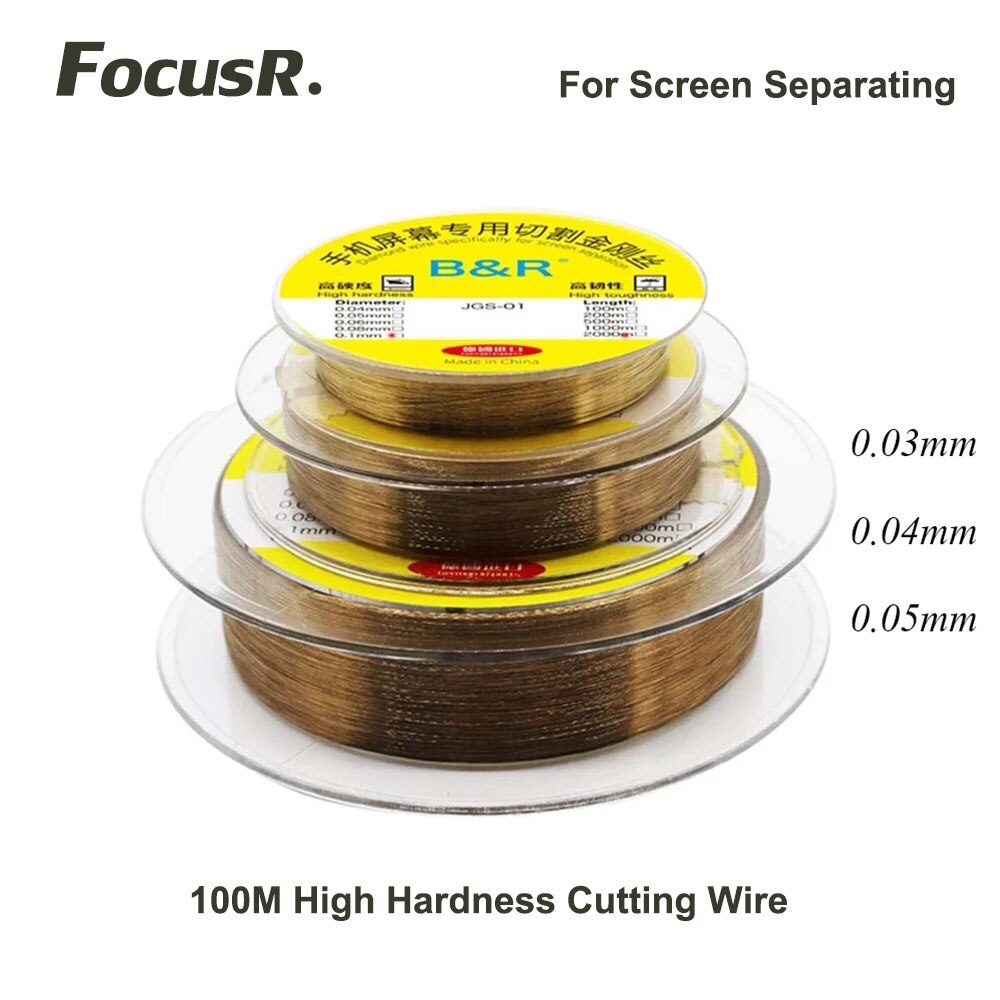 100M 0.03 0.04 0.05mm Ultra High Hardness Cutting Wire For LCD Screen Outer Glass Separation Screen Opening Tools