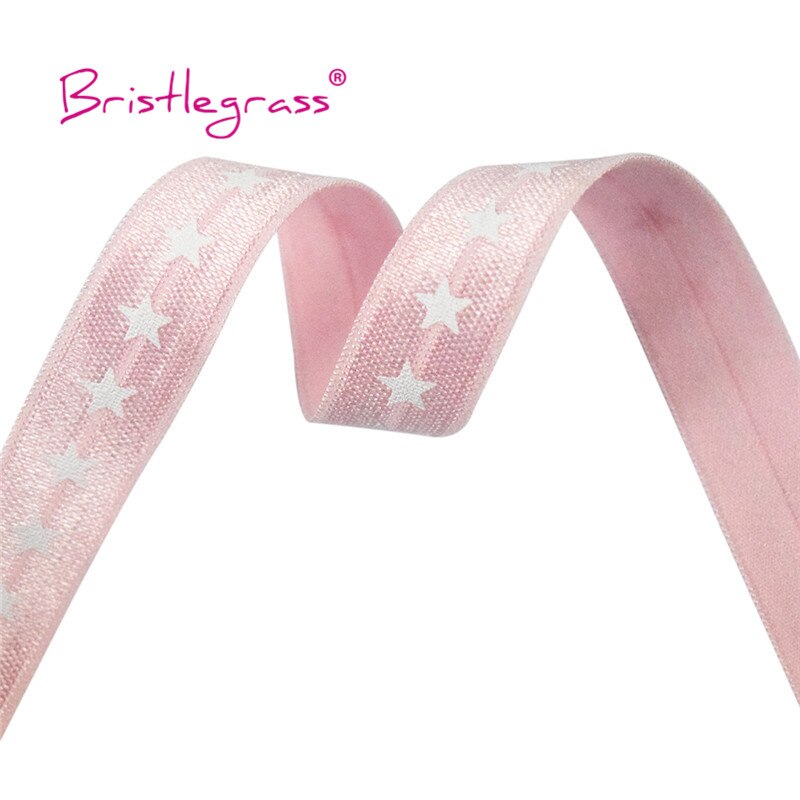 Bristlegrass 5 Yard 5/8 "15Mm Wit Star Print Vouw Over Elastische Foe Spandex Satijn Band Haar Band Hoofdband tutu Jurk Naaien Trim