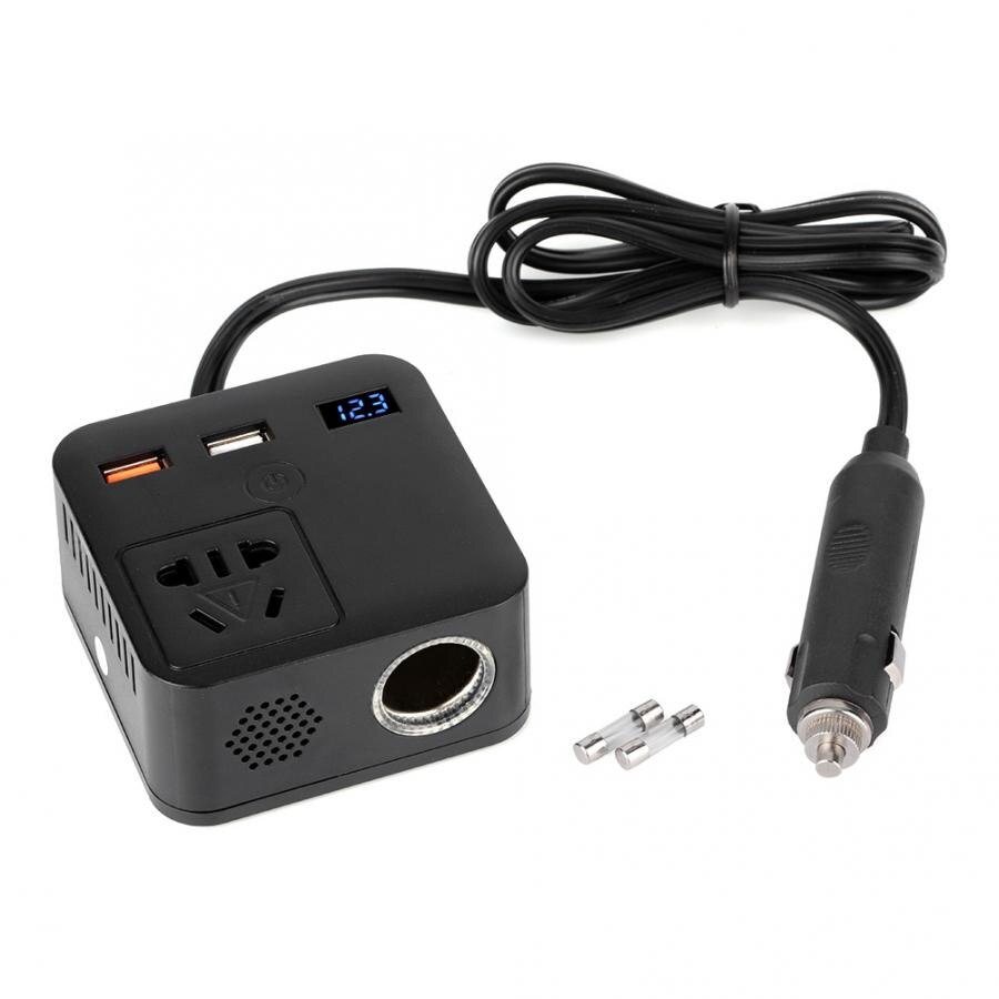 150w bil växelriktare spänning kraftomvandlare transformator  qc3.0 usb laddare 12v to 220v