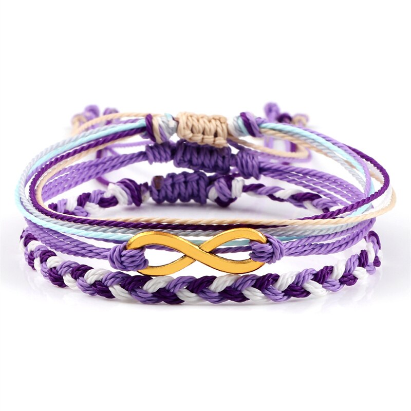 impostato di braccialetti intrecciati regolabili corda viola filo corda albero della vita simbolo OM braccialetto di amicizia per donna uomo gioielli fatti a mano: impostato 11