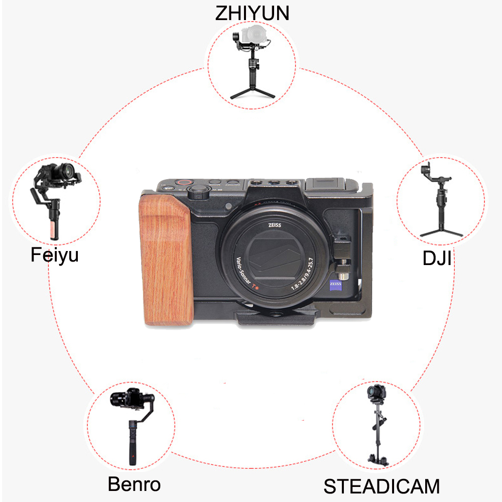 Jintu Aluminium Camera Kooi Beschermende Behuizing Houten Handvat Grip Voor Sony ZV1 Camera Camera Handvat Mirrorless Camera Kooi