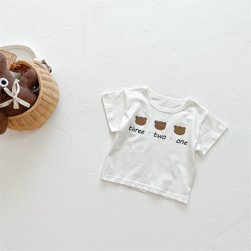 Kleinkind Baby T-Shirt für Mädchen Jungen Nette Karikatur Bär knapp Drucken oben Sommer Neue Baumwolle Kurzarm freundlicher Kleidung Mädchen kostümich: Z954BS / 9-12M